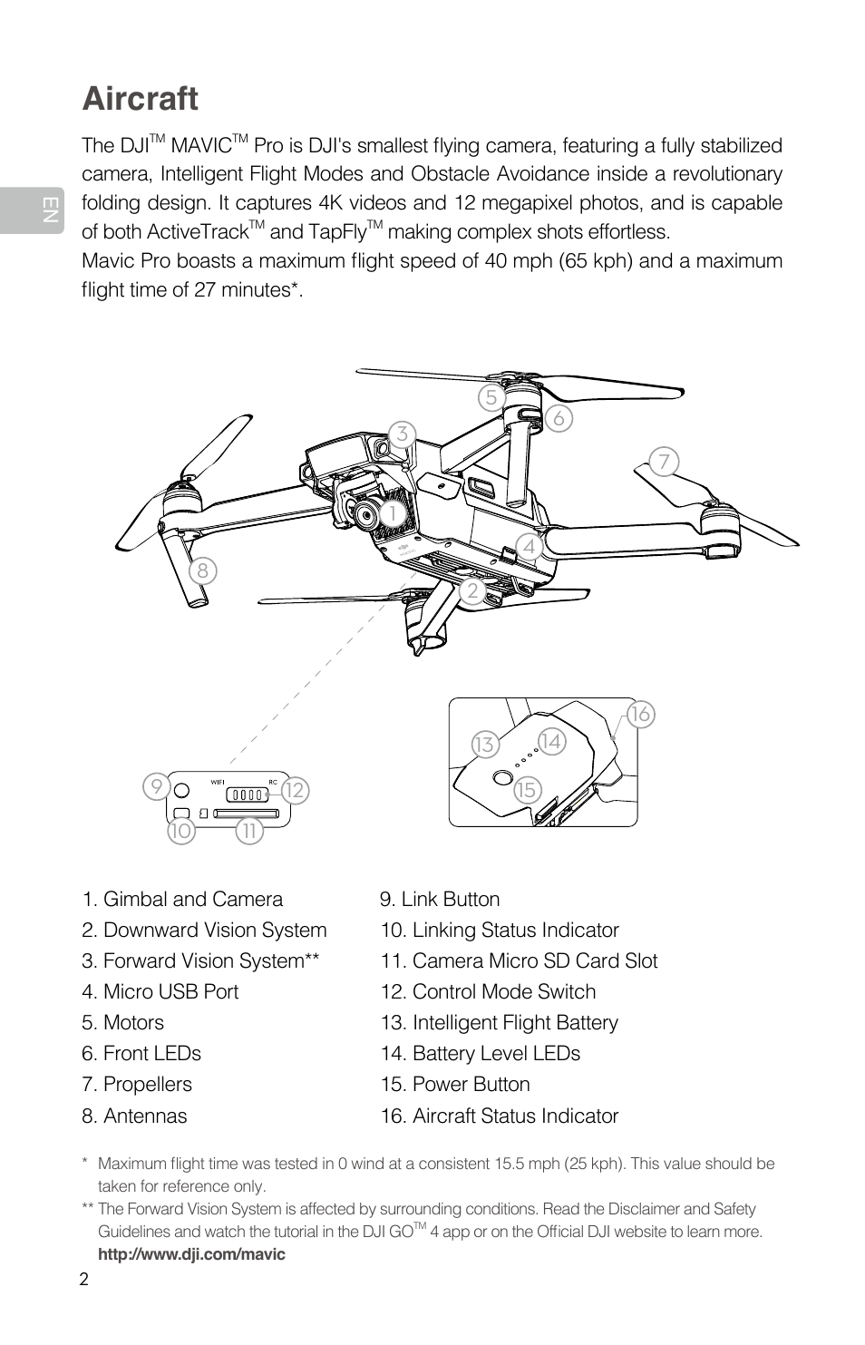 Aircraft | DJI Mavic Pro User Manual | Page 4 / 84