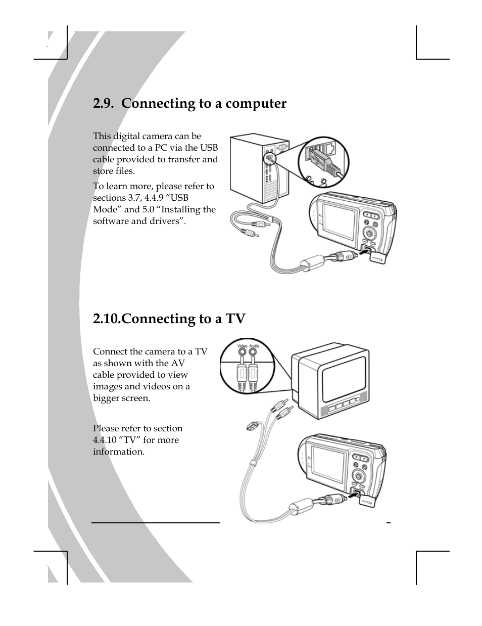 Connecting to a computer, Connecting to a tv | DXG Technology DXG-518 User Manual | Page 22 / 54