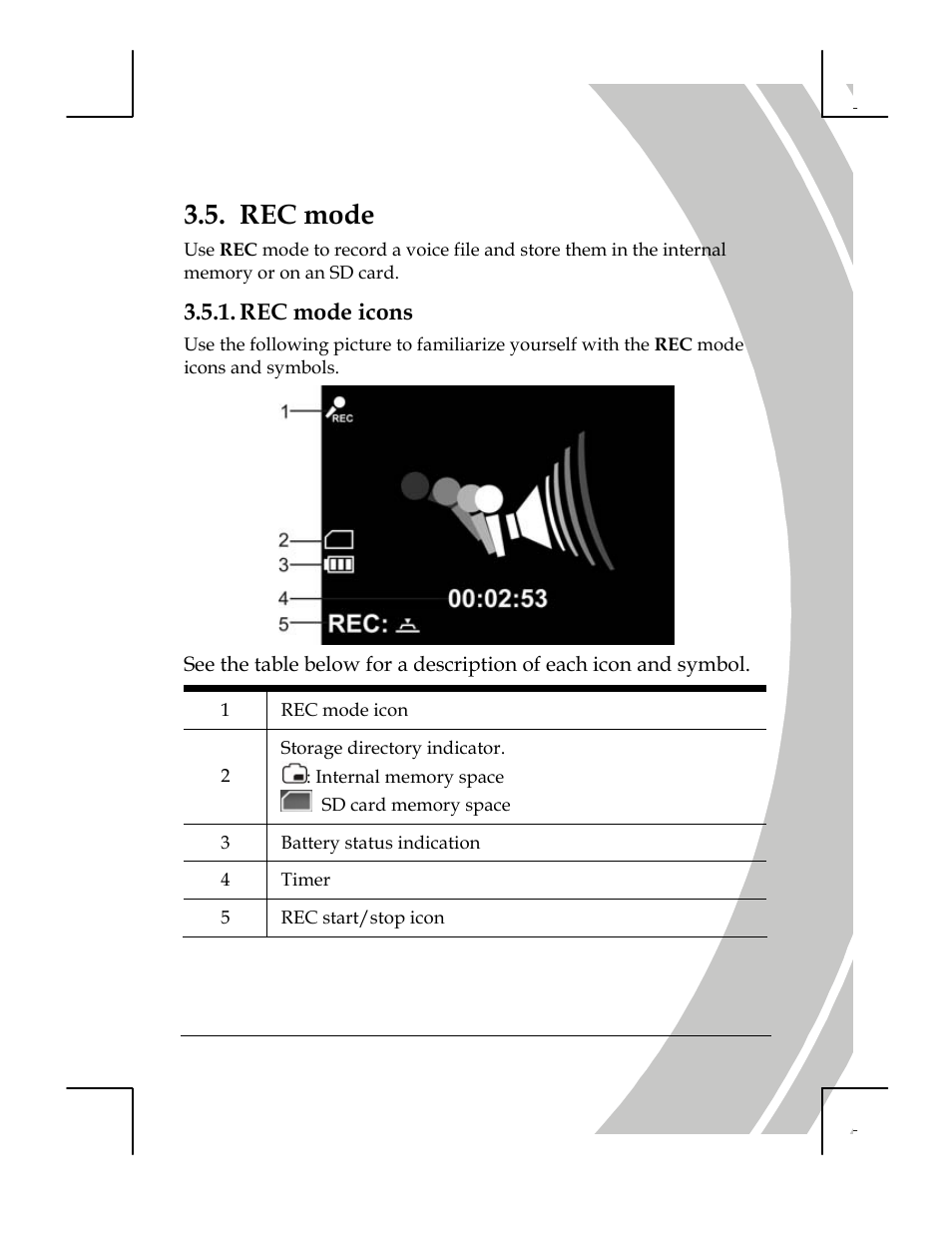 Rec mode, Rec mode icons | DXG Technology DXG-518 User Manual | Page 33 / 54