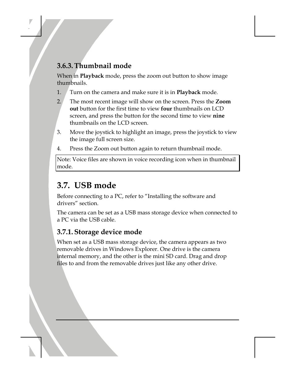 Thumbnail mode, Usb mode, Storage device mode | DXG Technology DXG-518 User Manual | Page 36 / 54