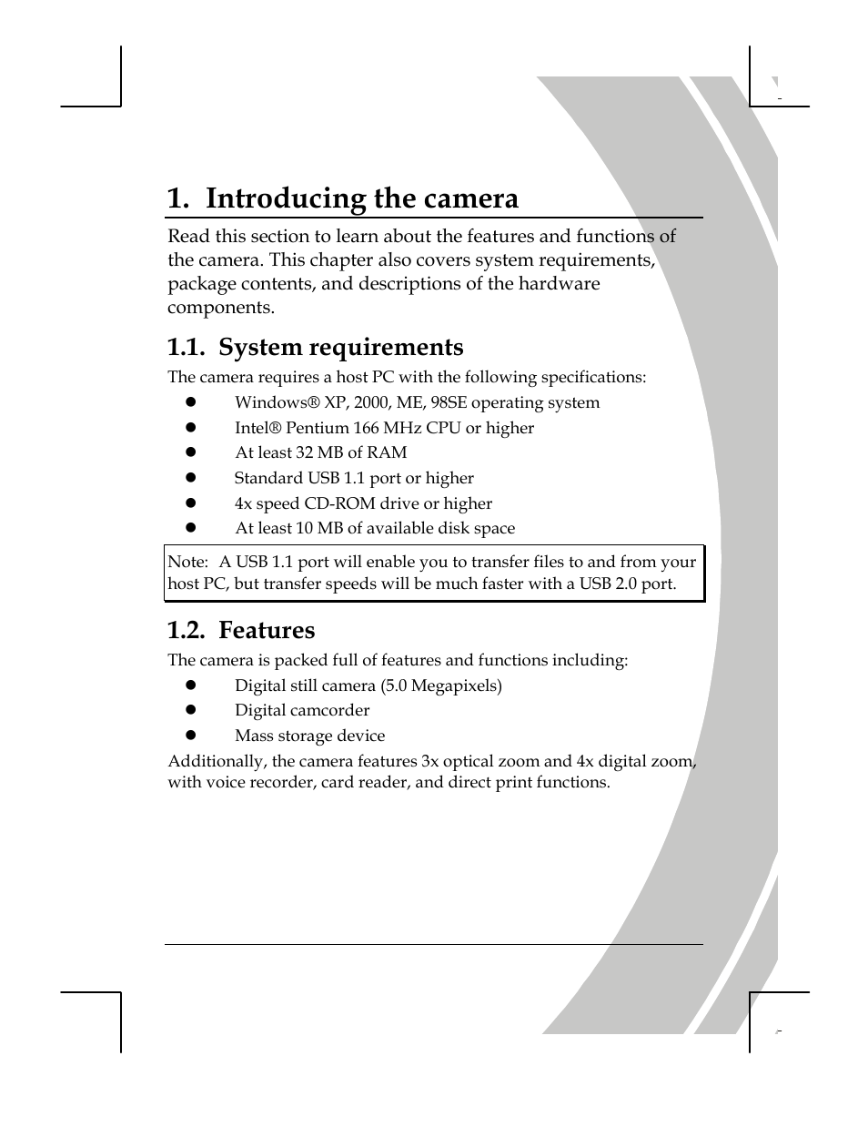 Introduction, System requirements, Features | Introducing the camera | DXG Technology DXG-518 User Manual | Page 9 / 54
