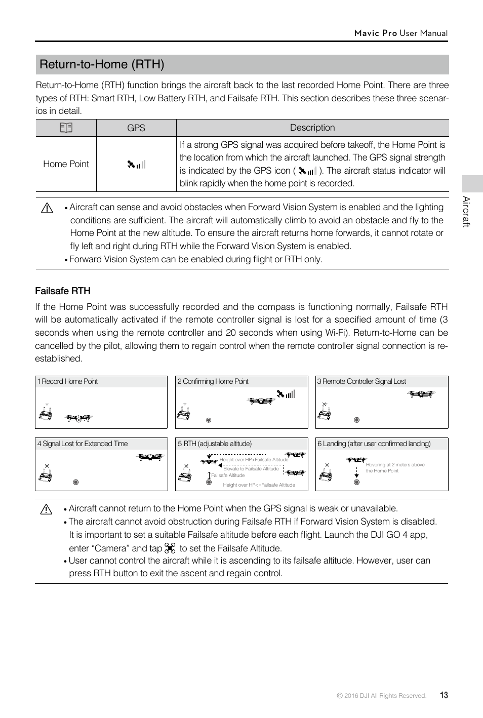 Return-to-home (rth) | DJI Mavic Pro User Manual | Page 13 / 60