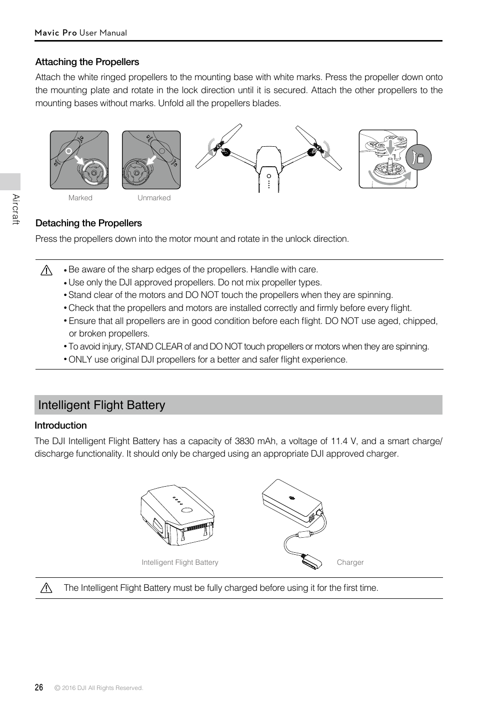 Intelligent flight battery | DJI Mavic Pro User Manual | Page 26 / 60