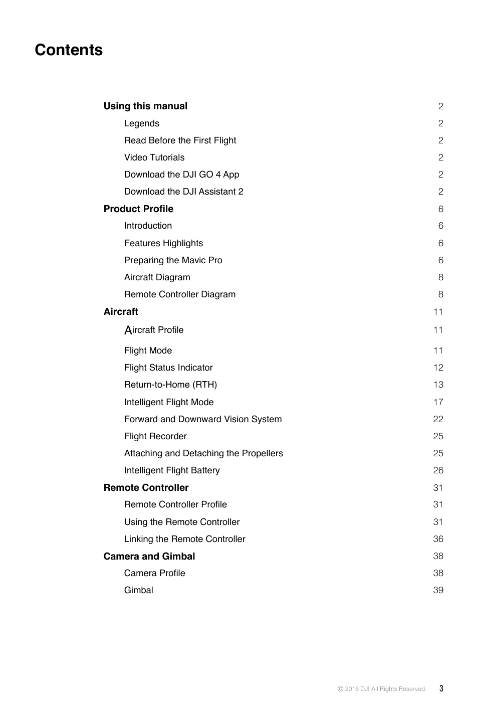 DJI Mavic Pro User Manual | Page 3 / 60