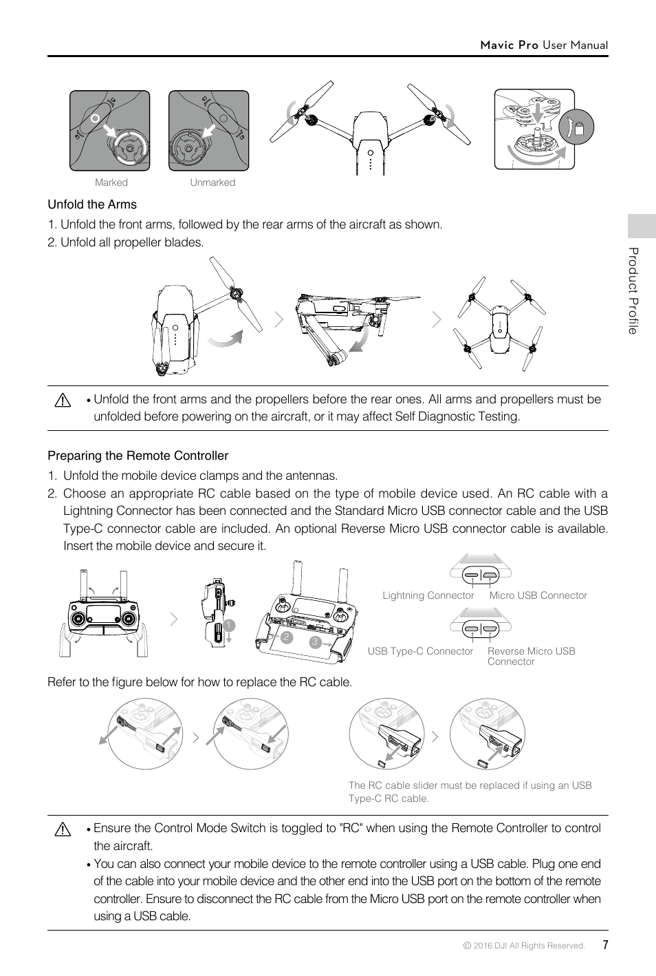 DJI Mavic Pro User Manual | Page 7 / 60