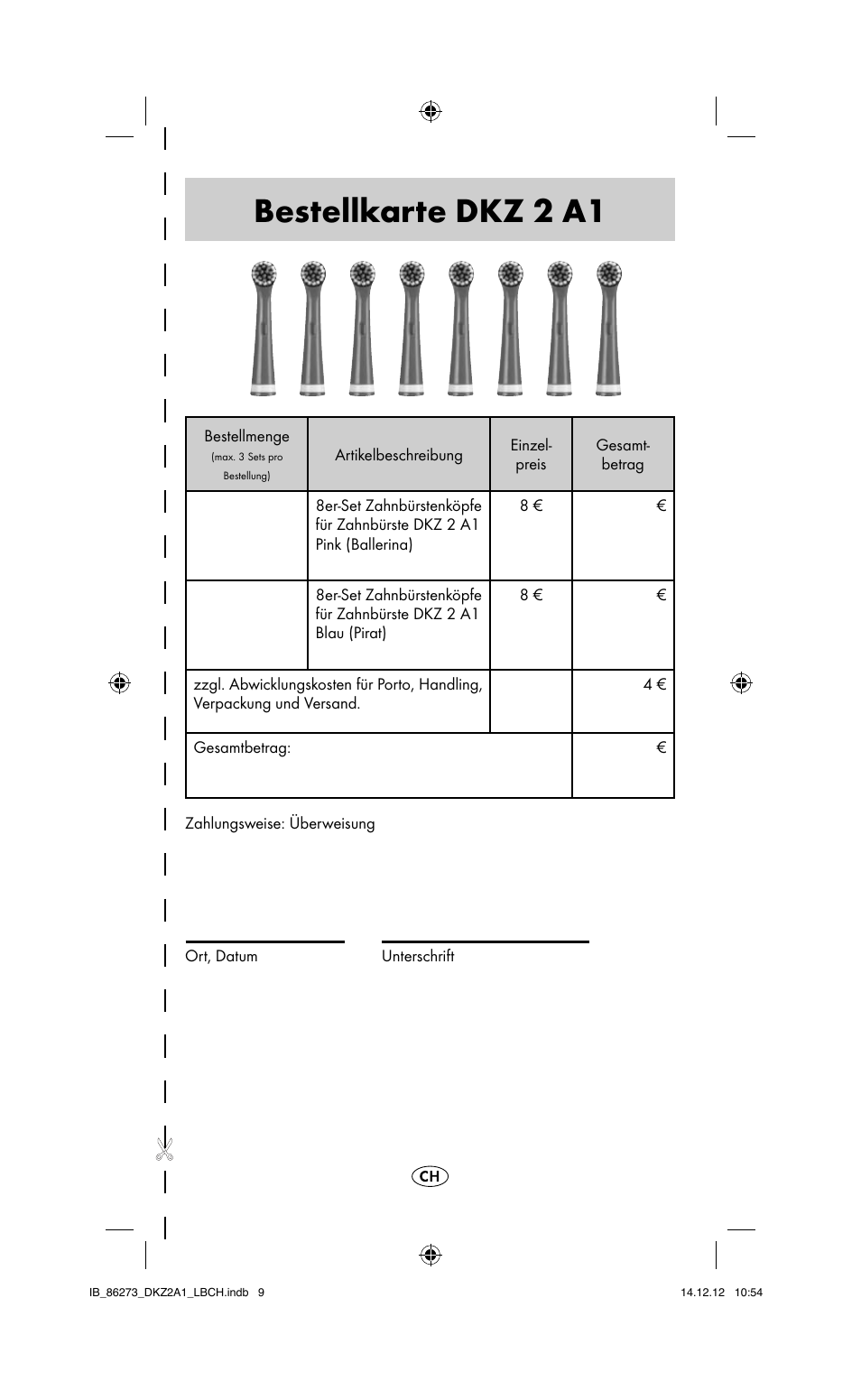 Bestellkarte dkz 2 a1 | Dentalux DKZ 2 A1 User Manual | Page 12 / 42