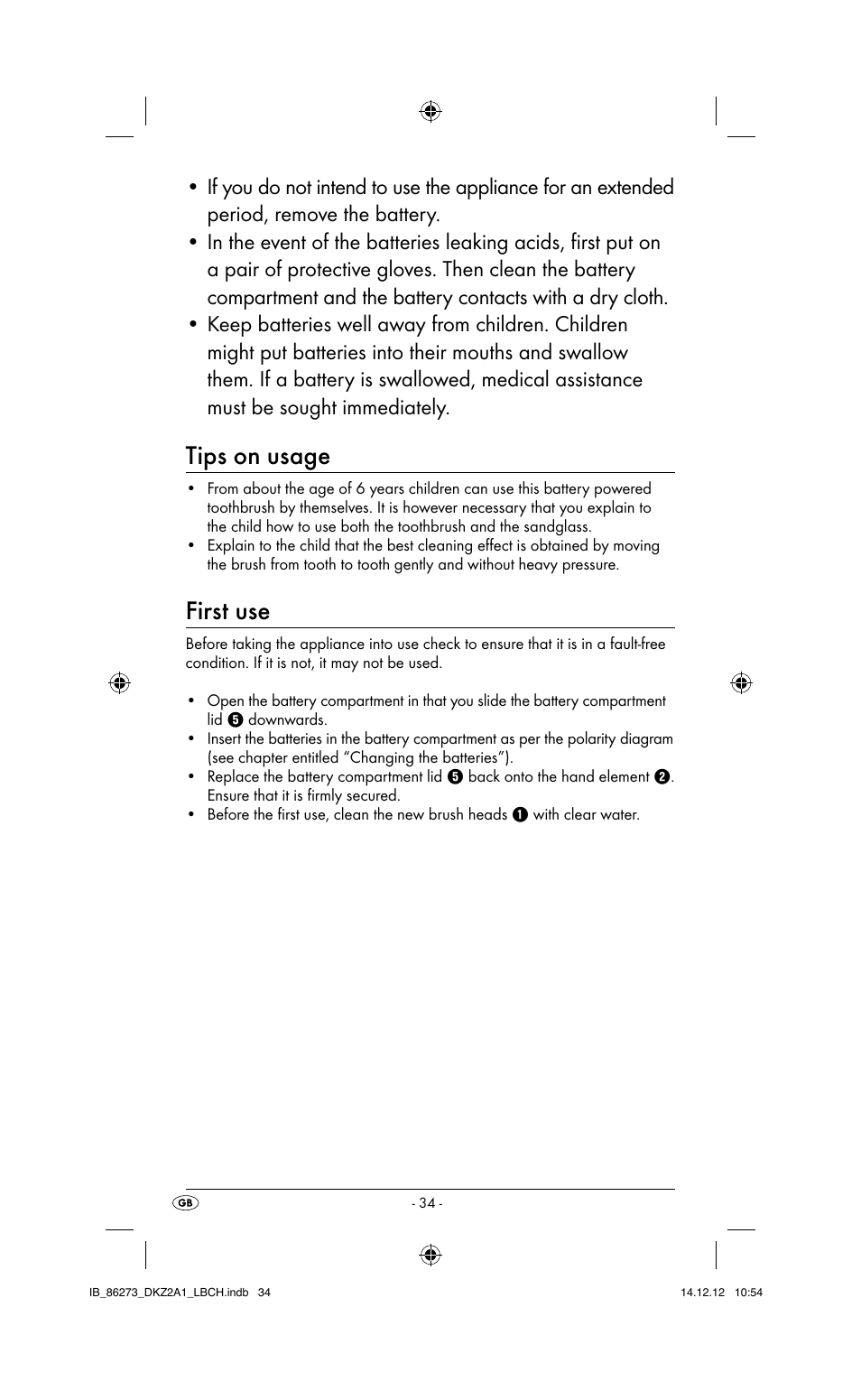 Tips on usage, First use | Dentalux DKZ 2 A1 User Manual | Page 37 / 42