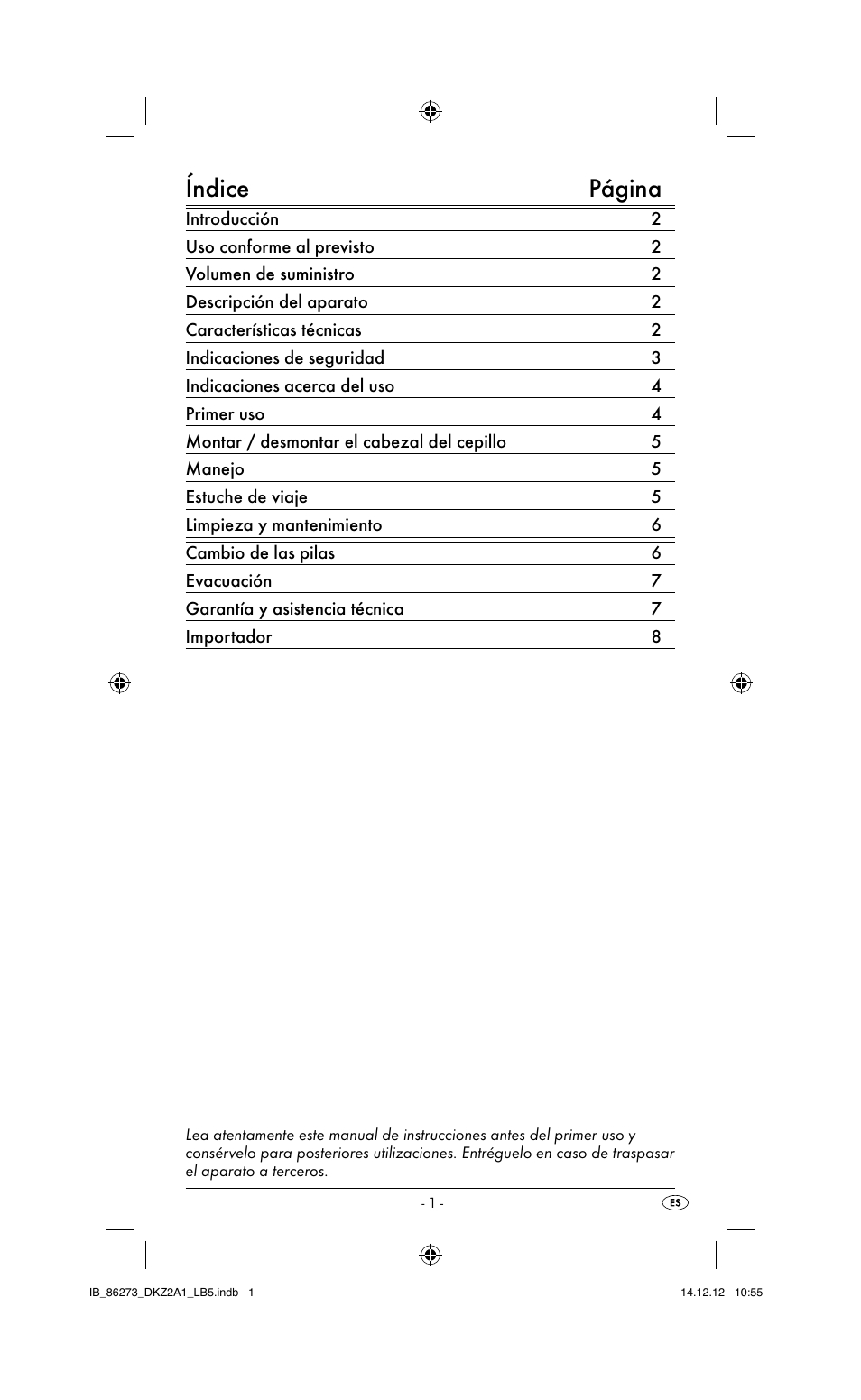 Índice página | Dentalux DKZ 2 A1 User Manual | Page 4 / 30