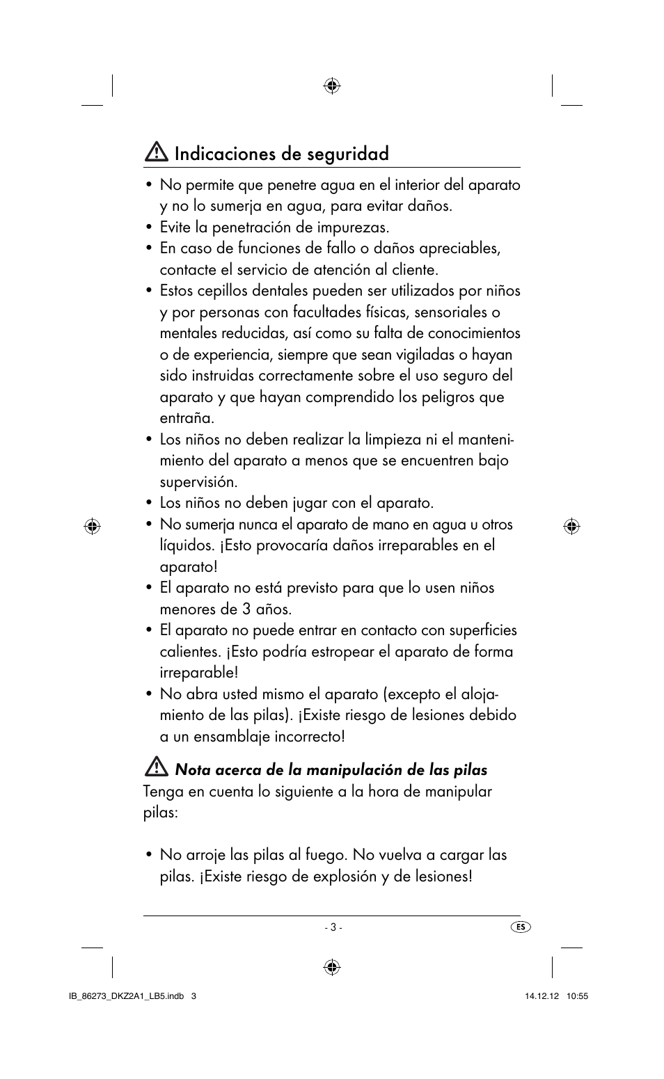 Indicaciones de seguridad | Dentalux DKZ 2 A1 User Manual | Page 6 / 30