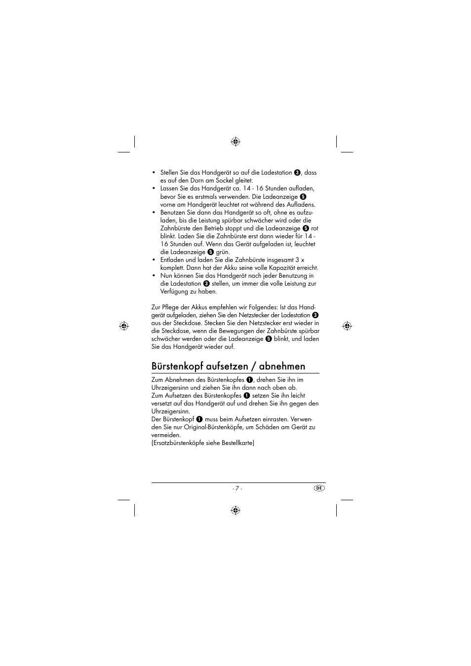 Bürstenkopf aufsetzen / abnehmen | Dentalux DAZ 2.4 A2 User Manual | Page 10 / 74