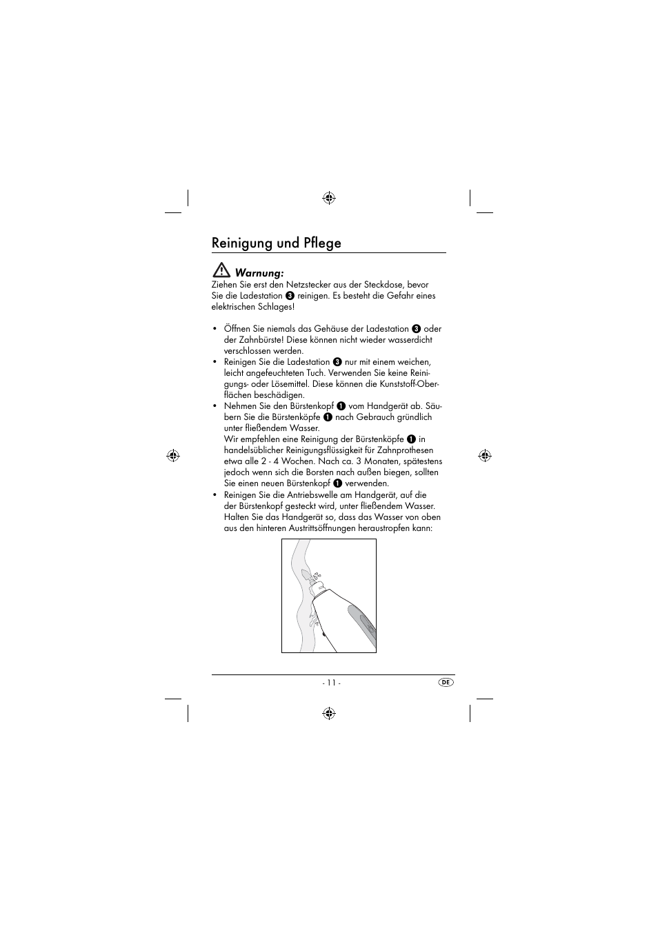 Reinigung und pﬂ ege, Warnung | Dentalux DAZ 2.4 A2 User Manual | Page 14 / 74