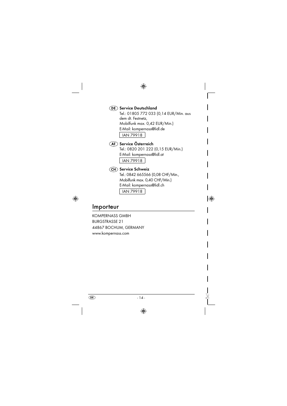 Importeur | Dentalux DAZ 2.4 A2 User Manual | Page 17 / 74