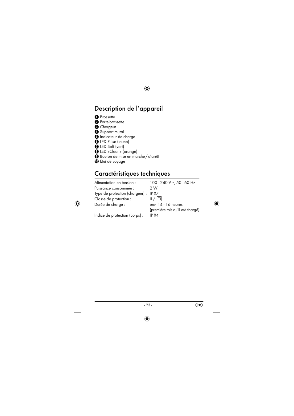 Description de l’appareil, Caractéristiques techniques | Dentalux DAZ 2.4 A2 User Manual | Page 26 / 74
