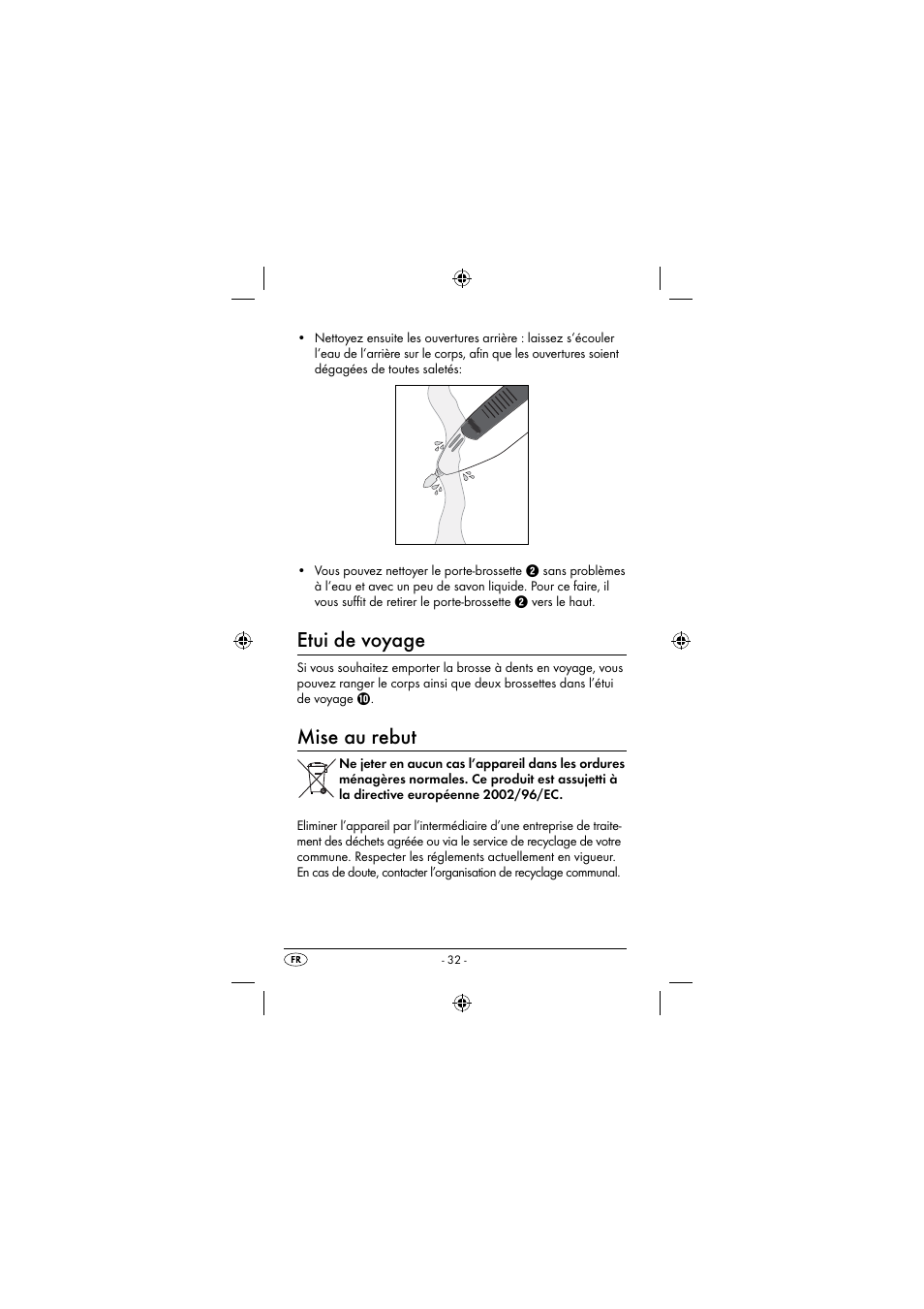 Etui de voyage, Mise au rebut | Dentalux DAZ 2.4 A2 User Manual | Page 35 / 74