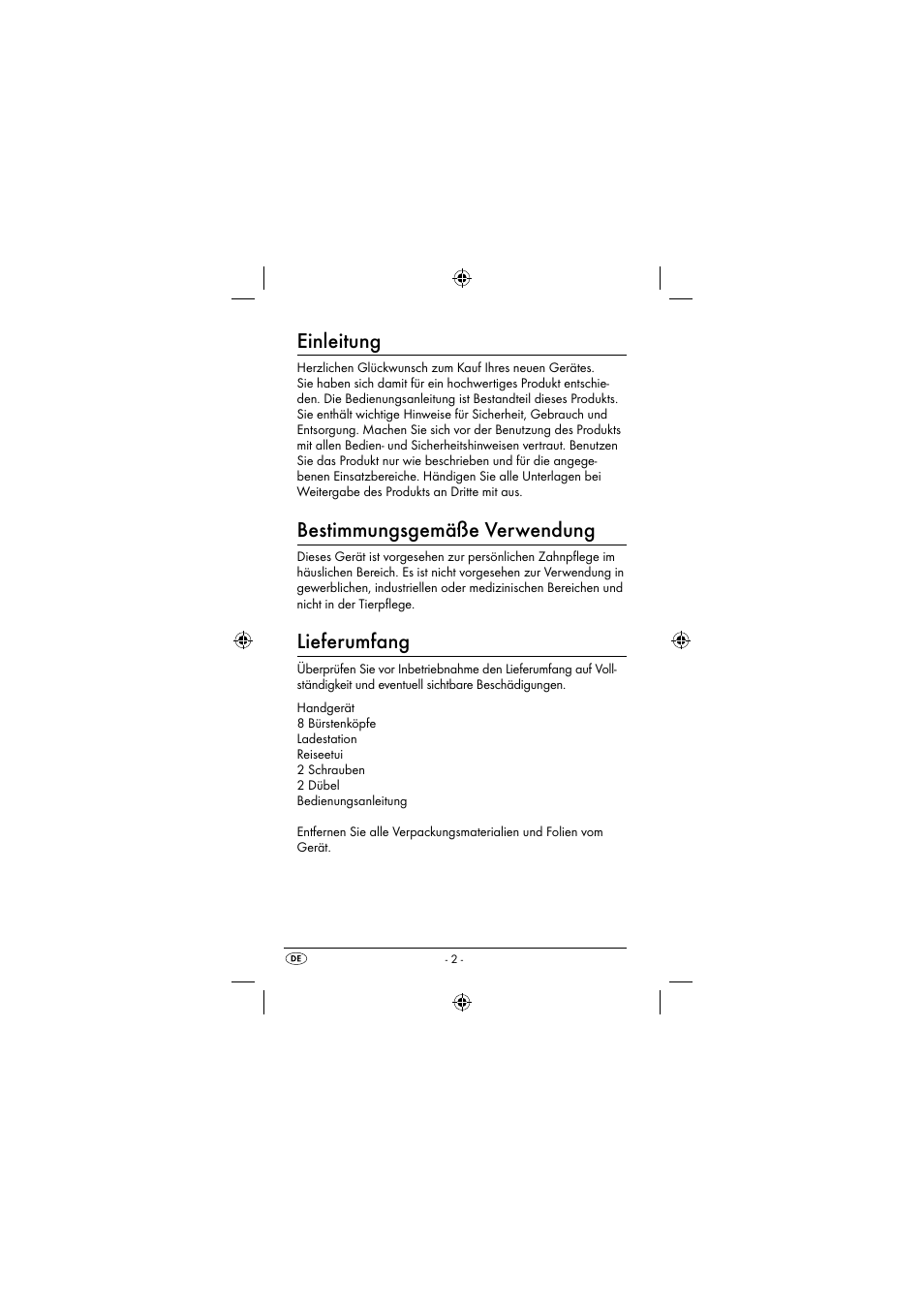 Einleitung, Bestimmungsgemäße verwendung, Lieferumfang | Dentalux DAZ 2.4 A2 User Manual | Page 5 / 74