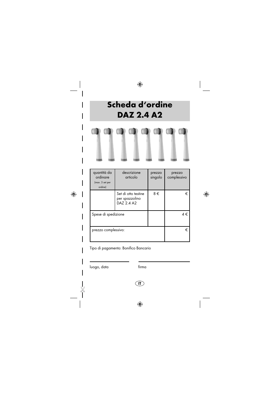 Scheda d‘ordine daz 2.4 a2 | Dentalux DAZ 2.4 A2 User Manual | Page 56 / 74
