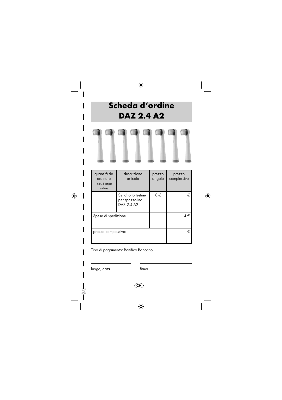 Scheda d‘ordine daz 2.4 a2 | Dentalux DAZ 2.4 A2 User Manual | Page 58 / 74