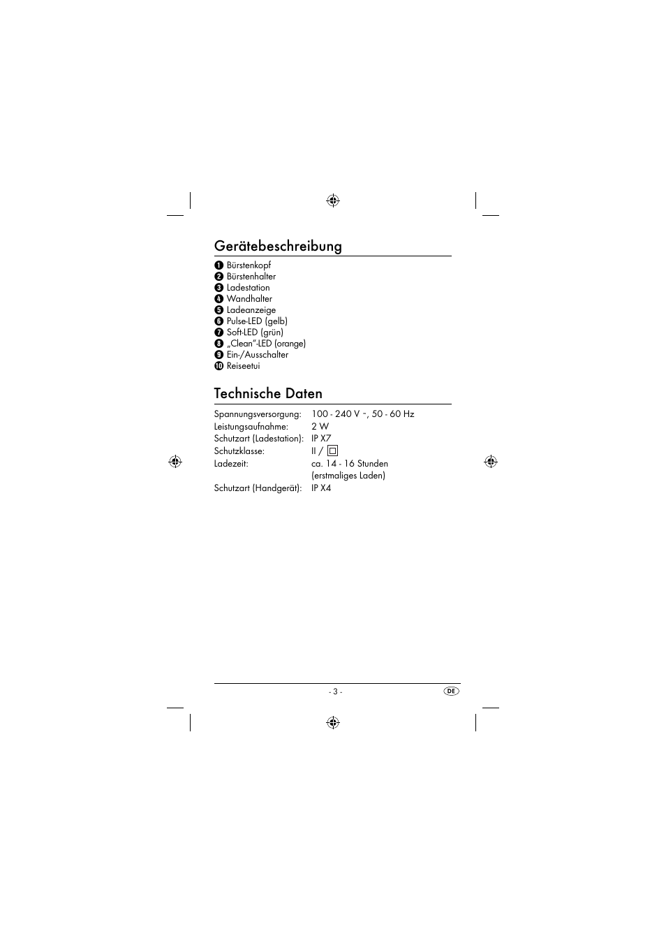 Gerätebeschreibung, Technische daten | Dentalux DAZ 2.4 A2 User Manual | Page 6 / 74