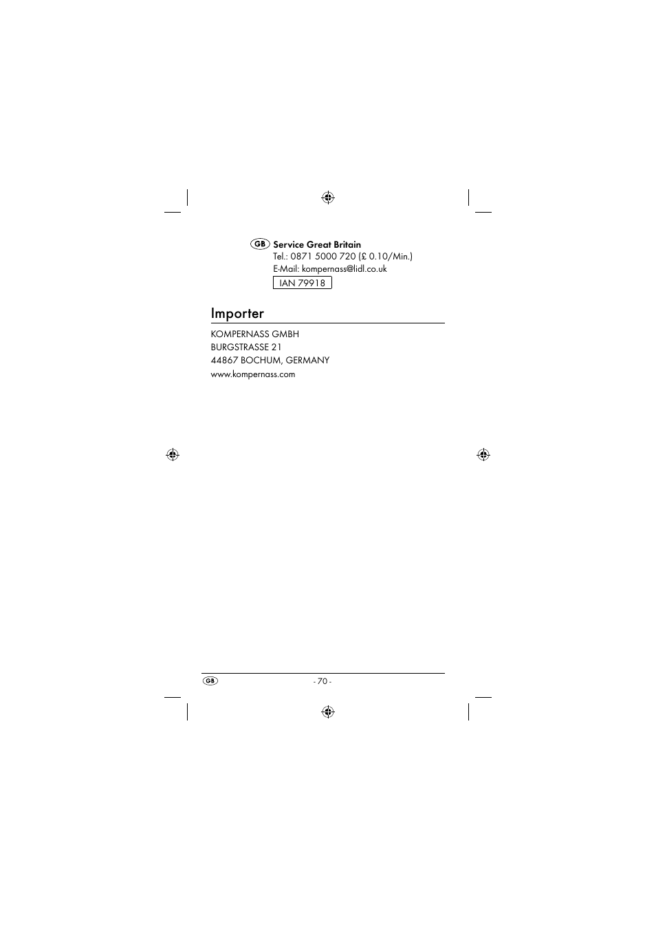 Importer | Dentalux DAZ 2.4 A2 User Manual | Page 73 / 74