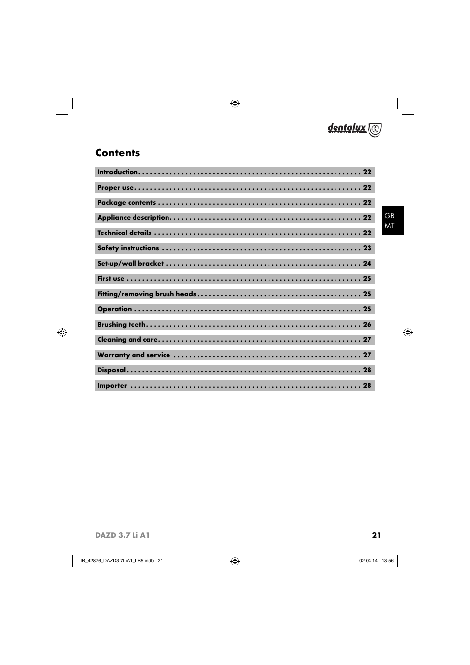 Dentalux DAZD 3.7 Li A1 User Manual | Page 24 / 40