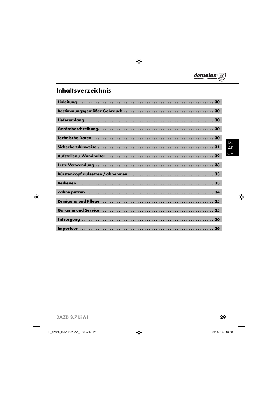 Dentalux DAZD 3.7 Li A1 User Manual | Page 32 / 40