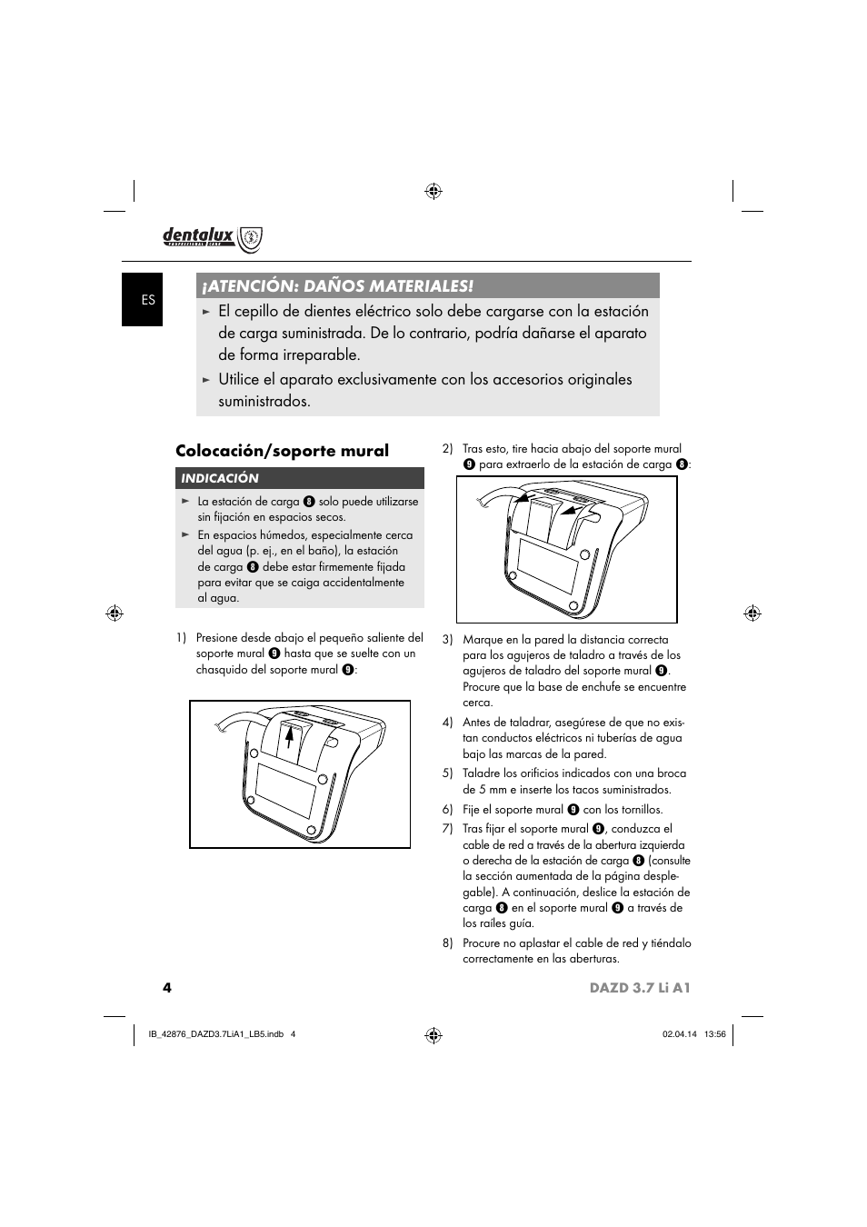 Atención: daños materiales | Dentalux DAZD 3.7 Li A1 User Manual | Page 7 / 40