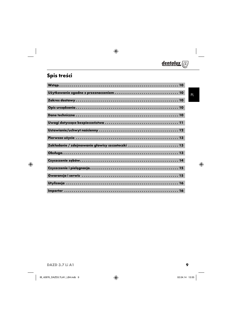 Dentalux DAZD 3.7 Li A1 User Manual | Page 12 / 30