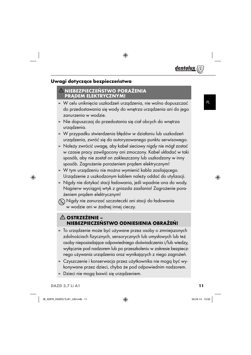 Dentalux DAZD 3.7 Li A1 User Manual | Page 14 / 30