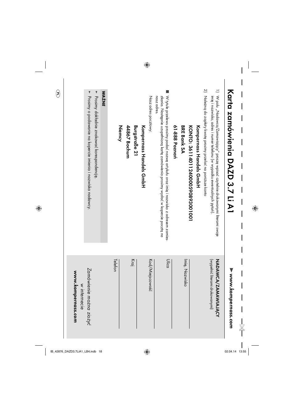 Ka rta zamó wienia d azd 3.7 li a1 | Dentalux DAZD 3.7 Li A1 User Manual | Page 21 / 30