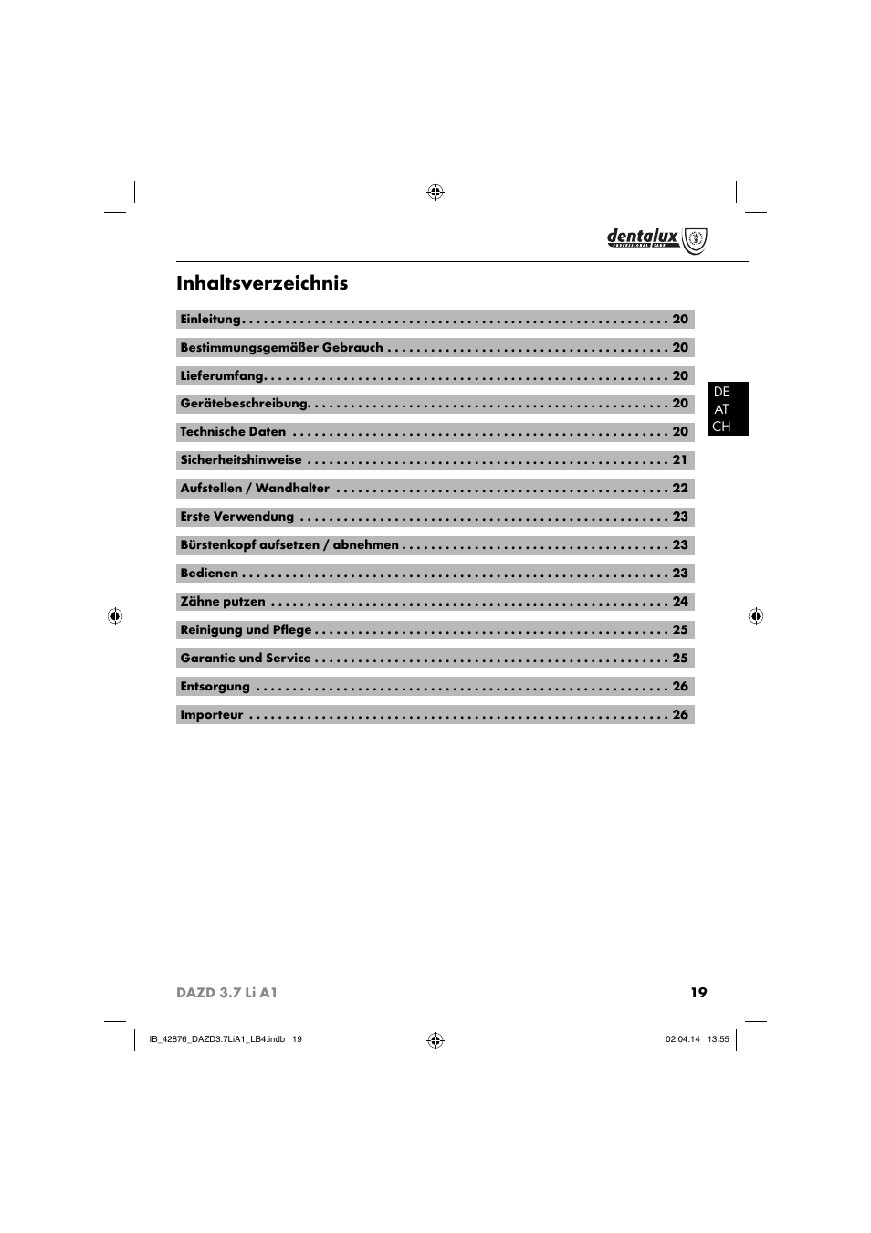 Dentalux DAZD 3.7 Li A1 User Manual | Page 22 / 30