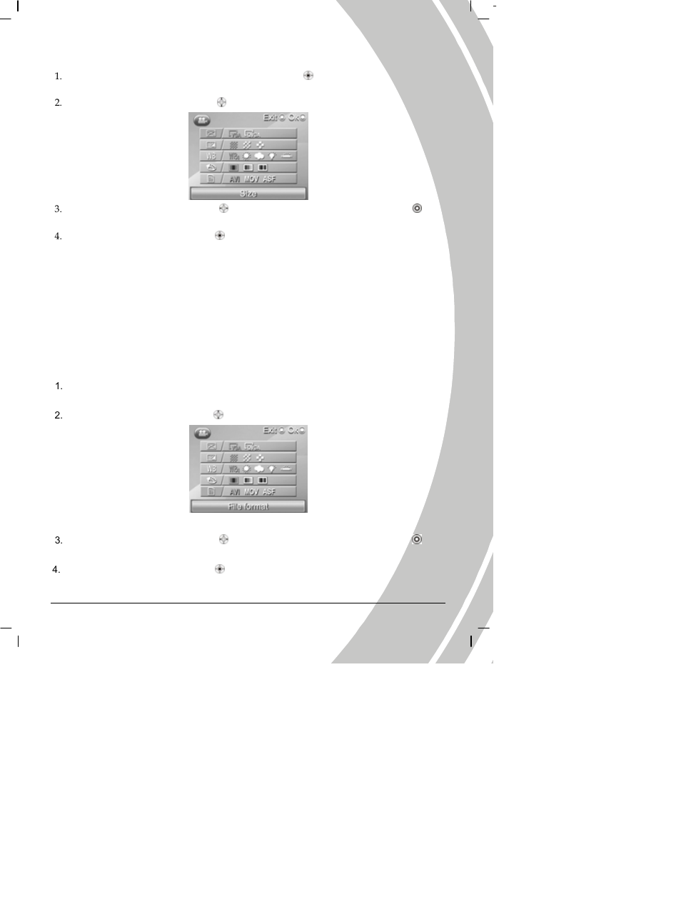 Setting the size, Quality, White balance | Color effect, File format | DXG Technology DXG Digital Camera User Manual | Page 33 / 60