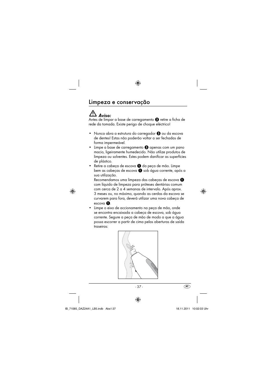 Limpeza e conservação, Aviso | Dentalux DAZ 2.4 A1 User Manual | Page 39 / 76