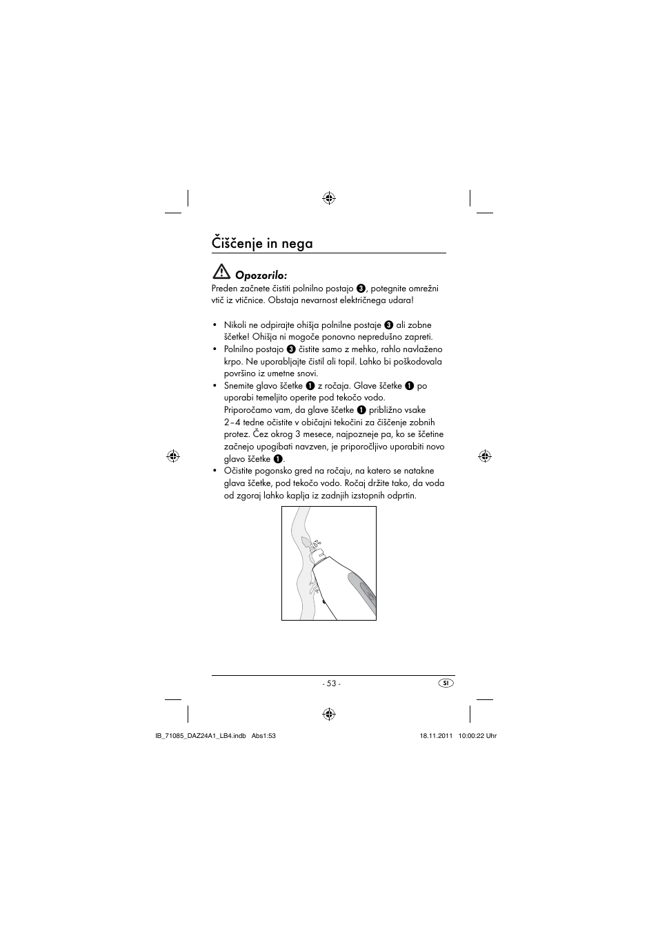 Čiščenje in nega, Opozorilo | Dentalux DAZ 2.4 A1 User Manual | Page 55 / 106