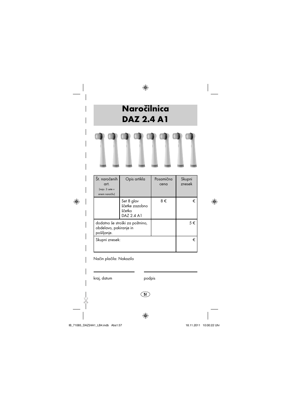 Naročilnica daz 2.4 a1 | Dentalux DAZ 2.4 A1 User Manual | Page 59 / 106