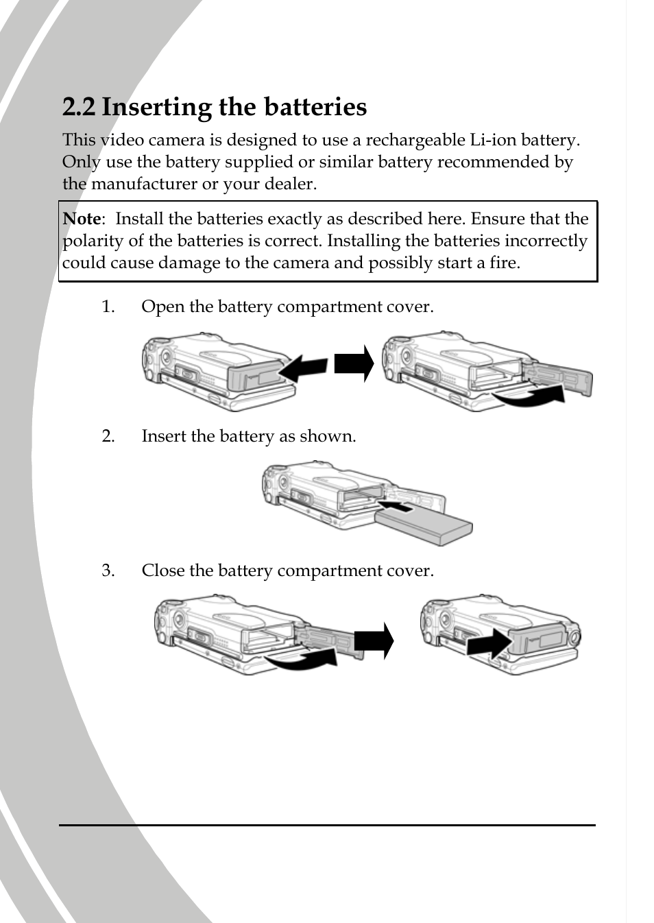 Inserting the batteries, 2 inserting the batteries | DXG Technology DXG-589V User Manual | Page 24 / 105