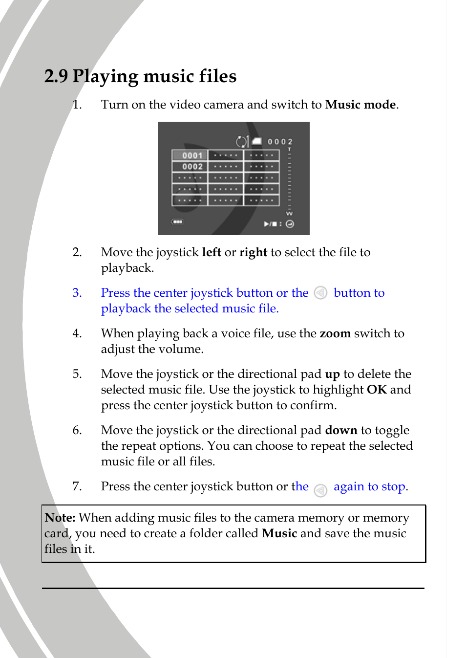 Playing music files, 9 playing music files | DXG Technology DXG-589V User Manual | Page 32 / 105