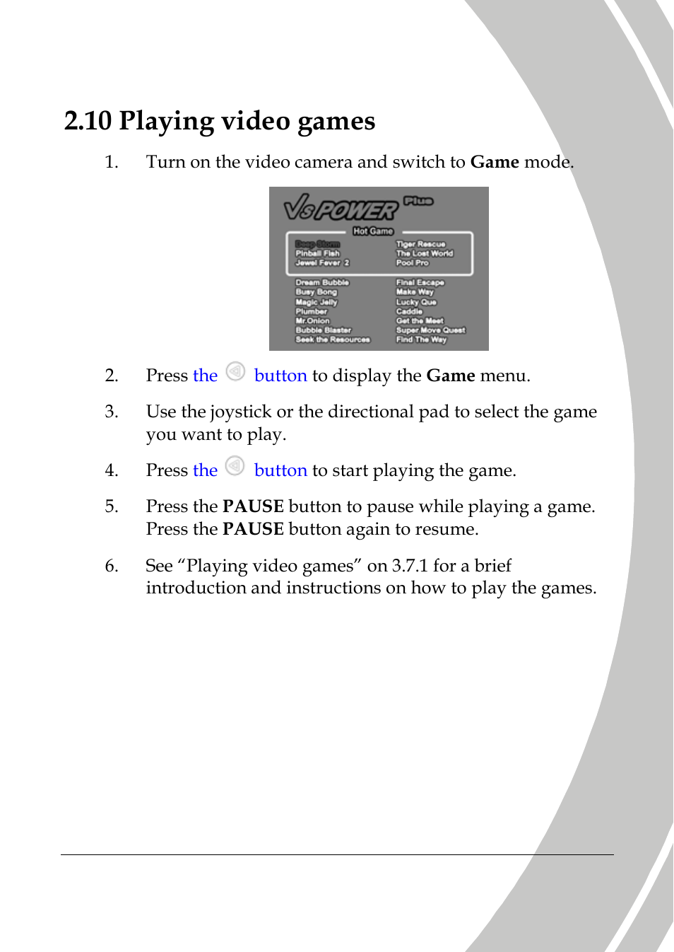 Playing video games, 10 playing video games | DXG Technology DXG-589V User Manual | Page 33 / 105