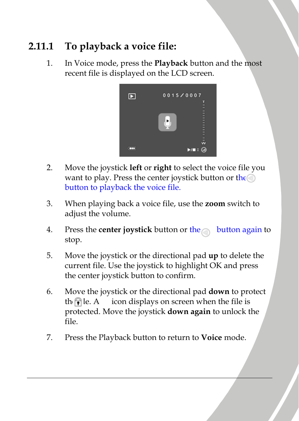 To playback a voice file, 1 to playback a voice file | DXG Technology DXG-589V User Manual | Page 35 / 105