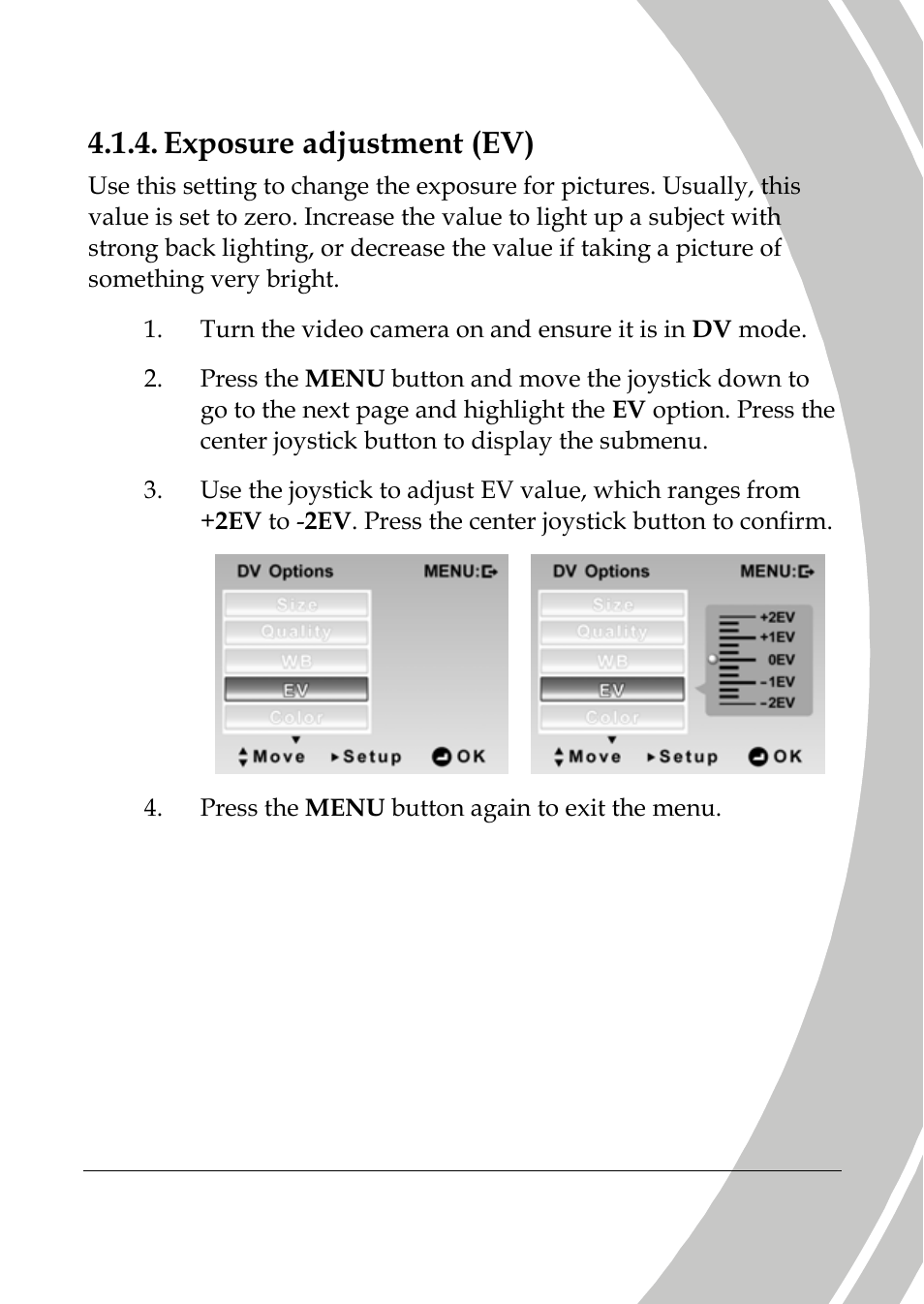 Exposure adjustment (ev) | DXG Technology DXG-589V User Manual | Page 63 / 105