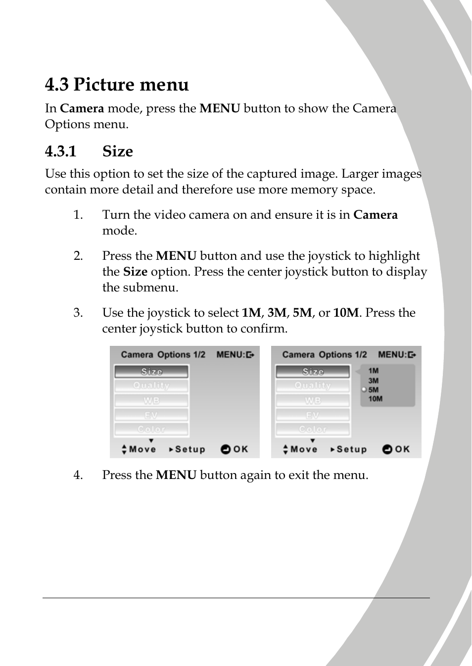 Picture menu, Size, 3 picture menu | 1 size | DXG Technology DXG-589V User Manual | Page 67 / 105