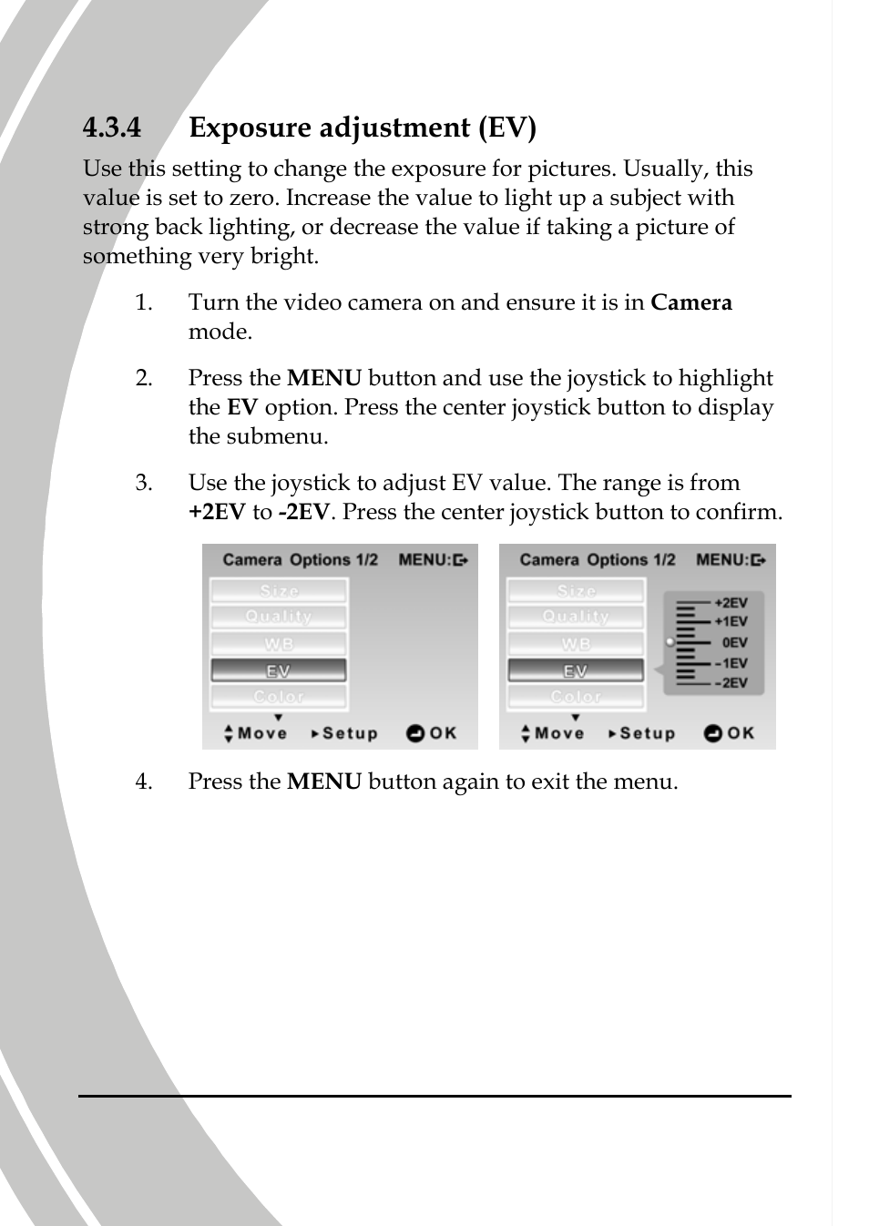 Exposure adjustment (ev), 4 exposure adjustment (ev) | DXG Technology DXG-589V User Manual | Page 70 / 105