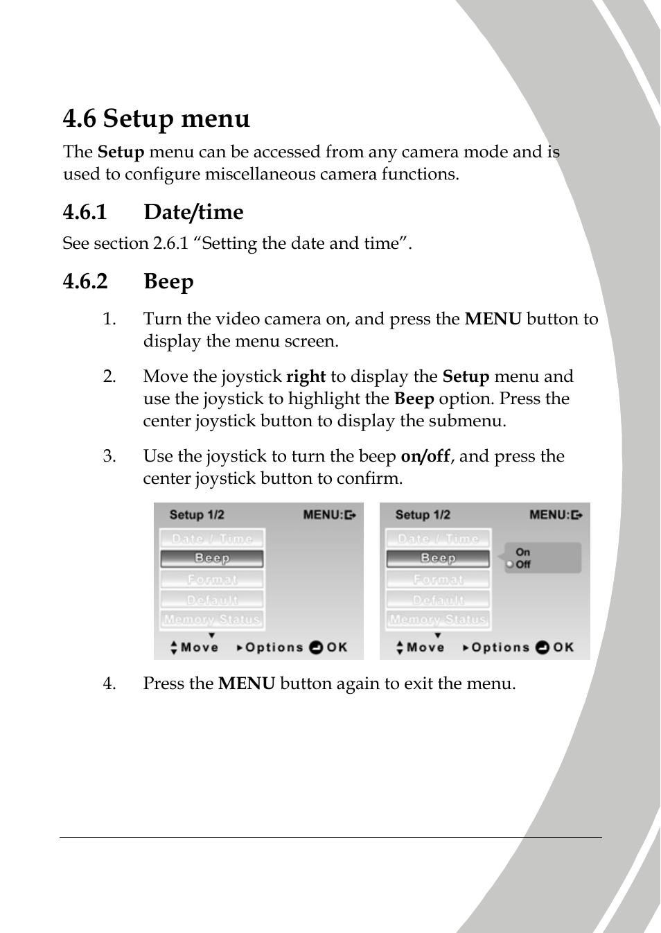 Setup menu, Date/time, Beep | 6 setup menu, 1 date/time, 2 beep | DXG Technology DXG-589V User Manual | Page 83 / 105