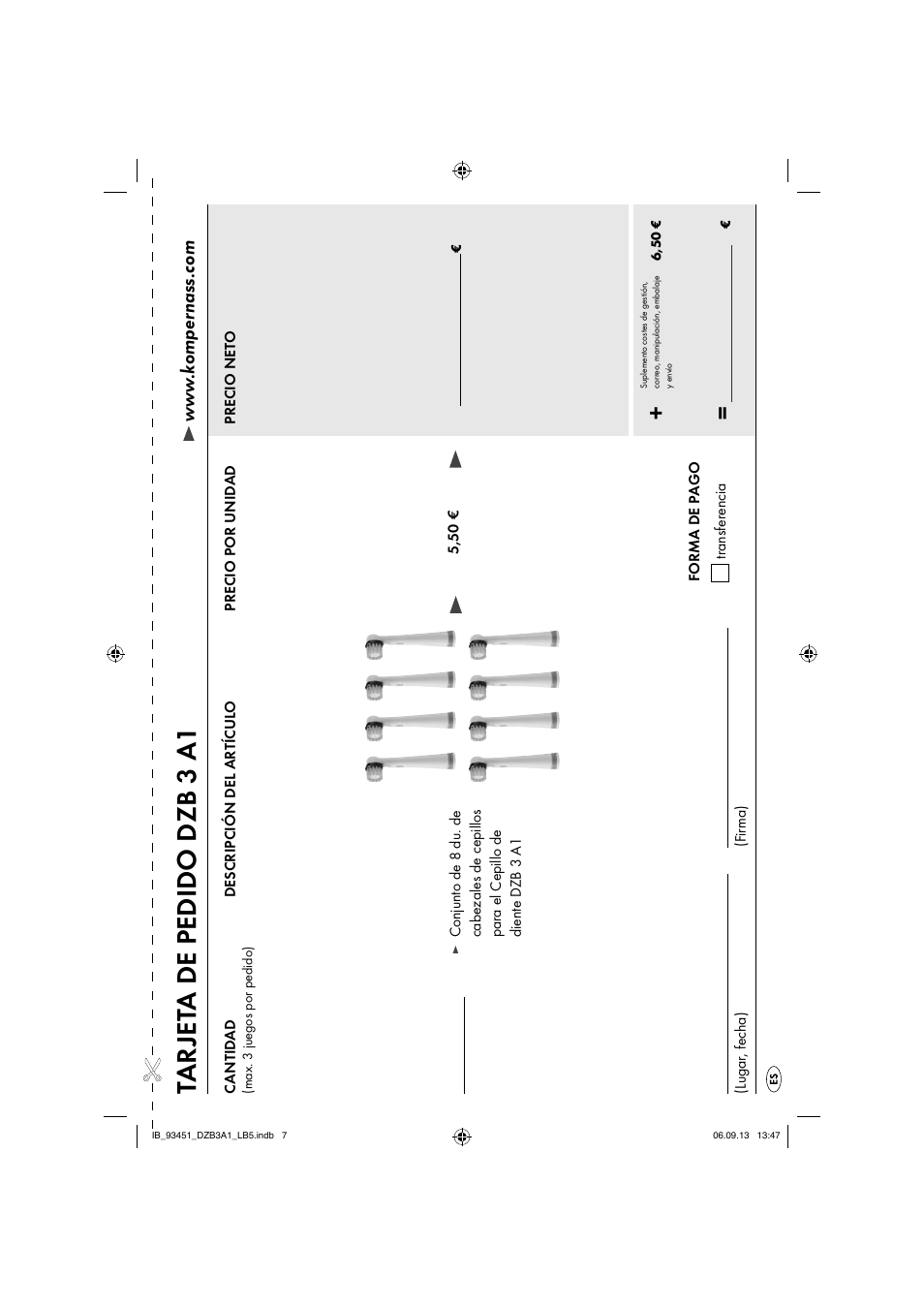 Ta r jet a de pedido dzb 3 a1 | Dentalux DZB 3 A1 User Manual | Page 10 / 32