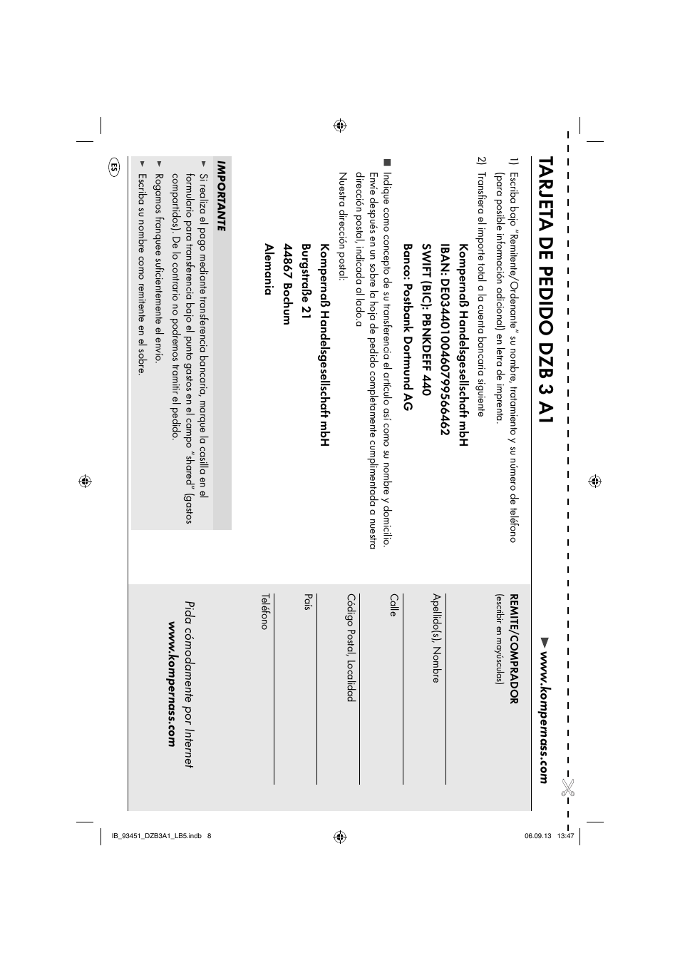 Ta r jet a de pedido dzb 3 a1 | Dentalux DZB 3 A1 User Manual | Page 11 / 32