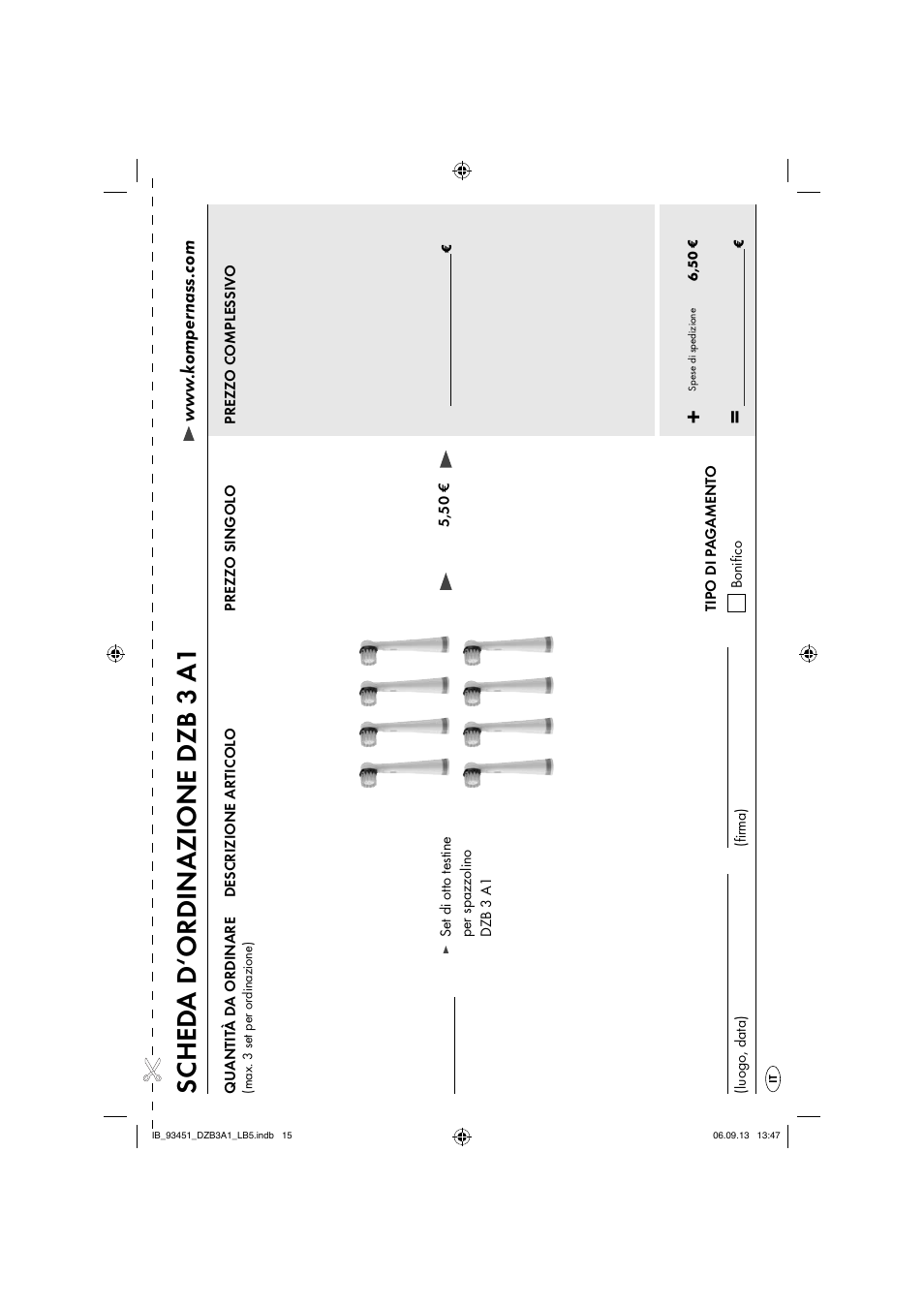 Sc hed a d‘ordinazione dzb 3 a1 | Dentalux DZB 3 A1 User Manual | Page 18 / 32