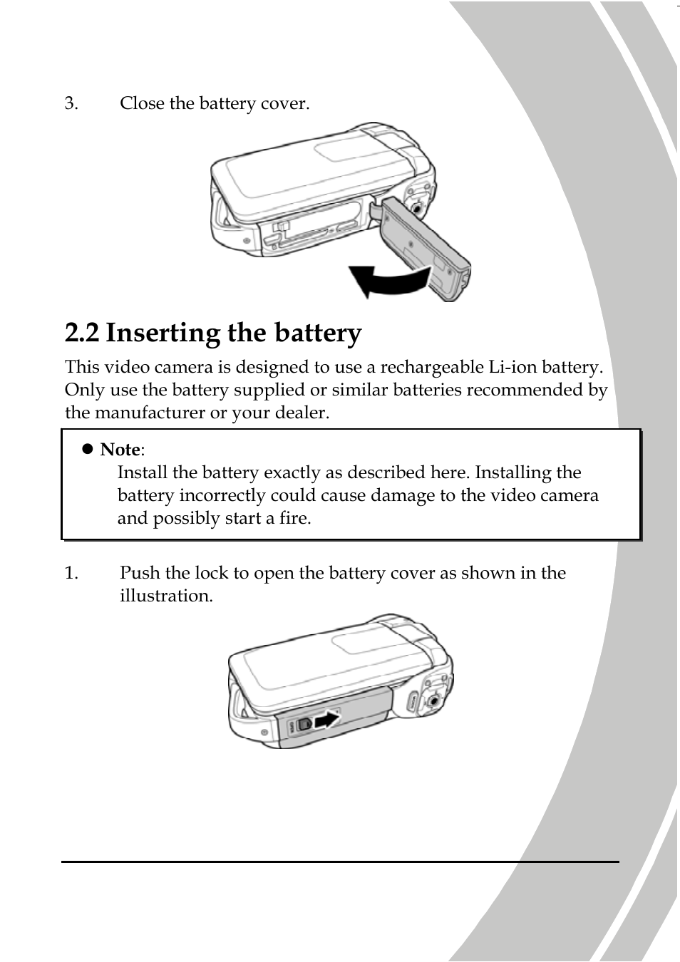 2 inserting the battery | DXG Technology DXG Sportster DXG-5B7V User Manual | Page 21 / 60