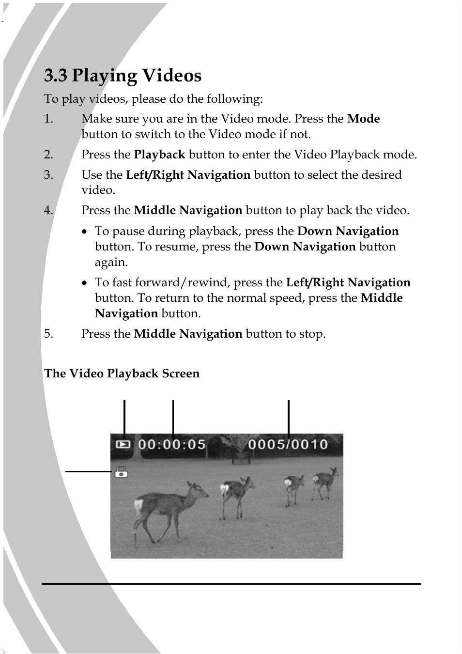 3 playing videos | DXG Technology DXG Sportster DXG-5B7V User Manual | Page 34 / 60