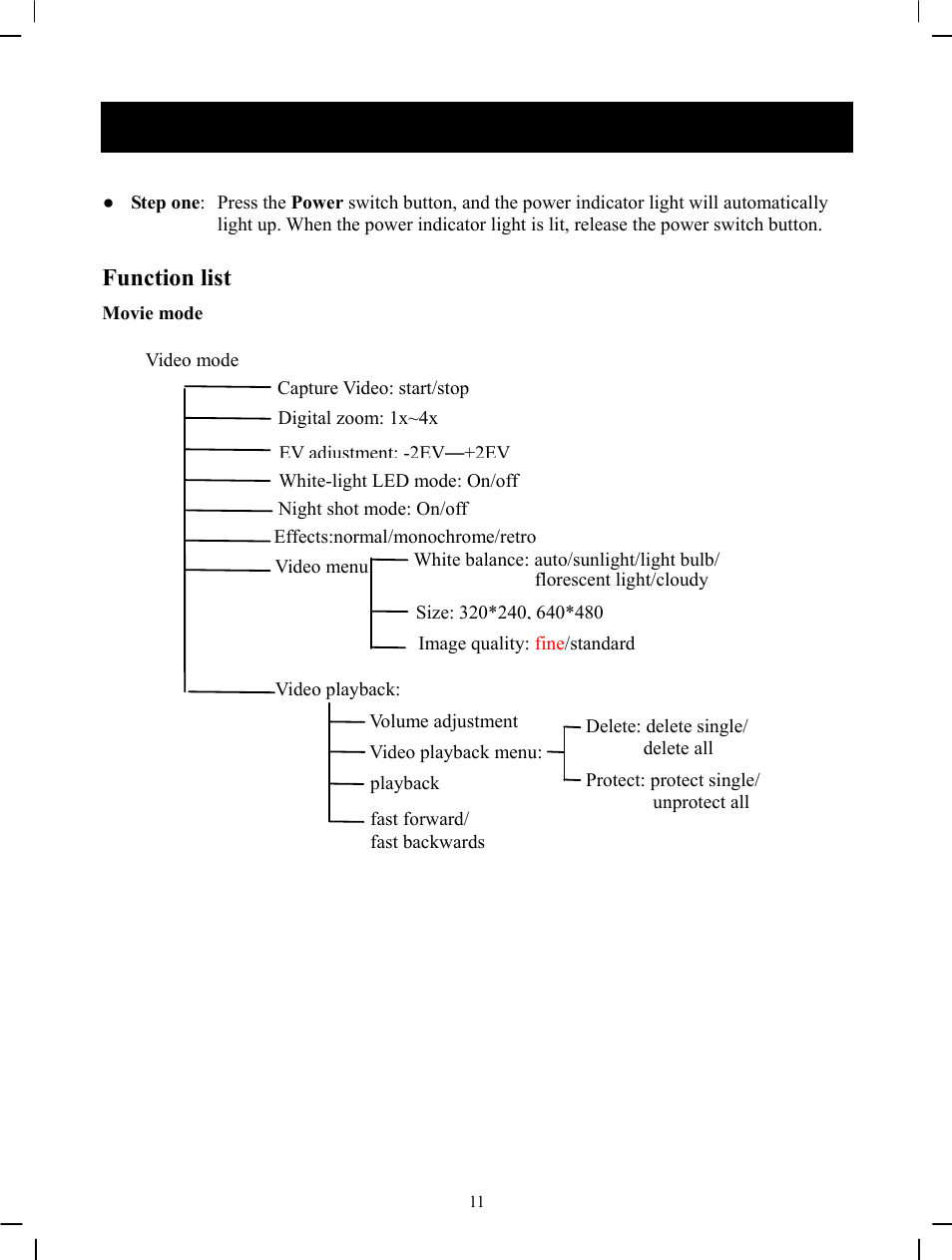 Movie mode, Using your digital video camera, Function list | DXG Technology DXG-571V User Manual | Page 12 / 49