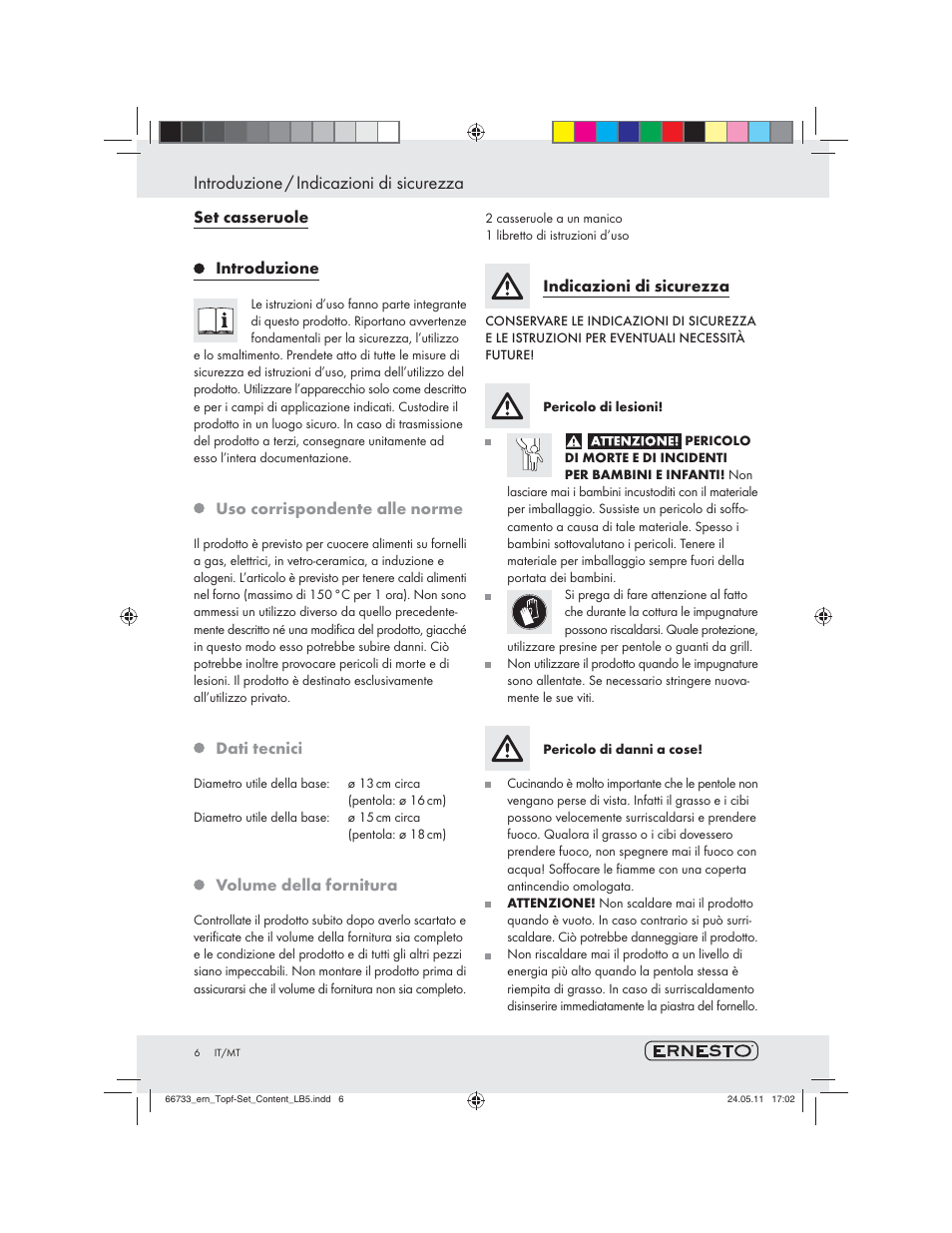 Introduzione / indicazioni di sicurezza | Ernesto Z29058 User Manual | Page 4 / 13