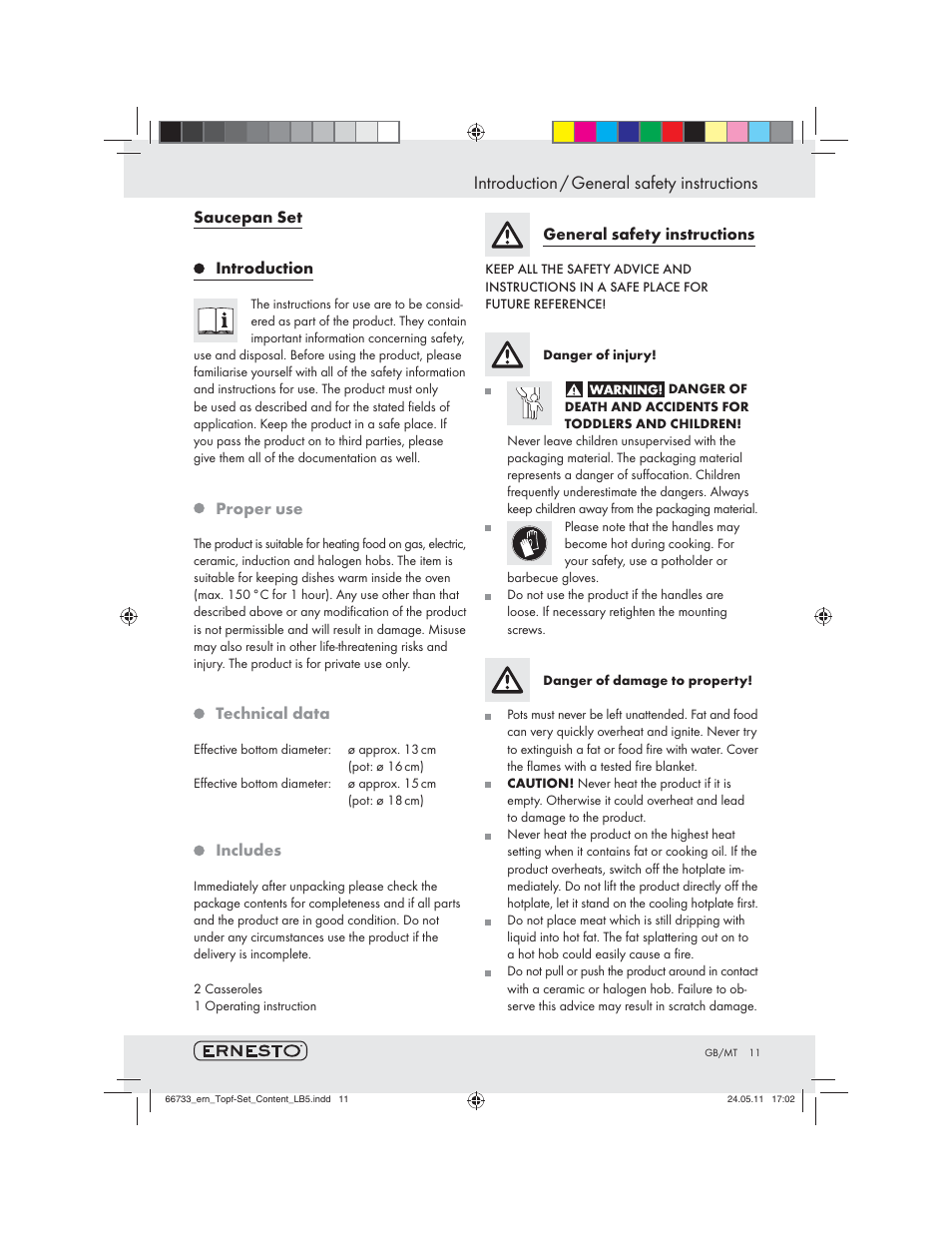 Introduction / general safety instructions | Ernesto Z29058 User Manual | Page 9 / 13